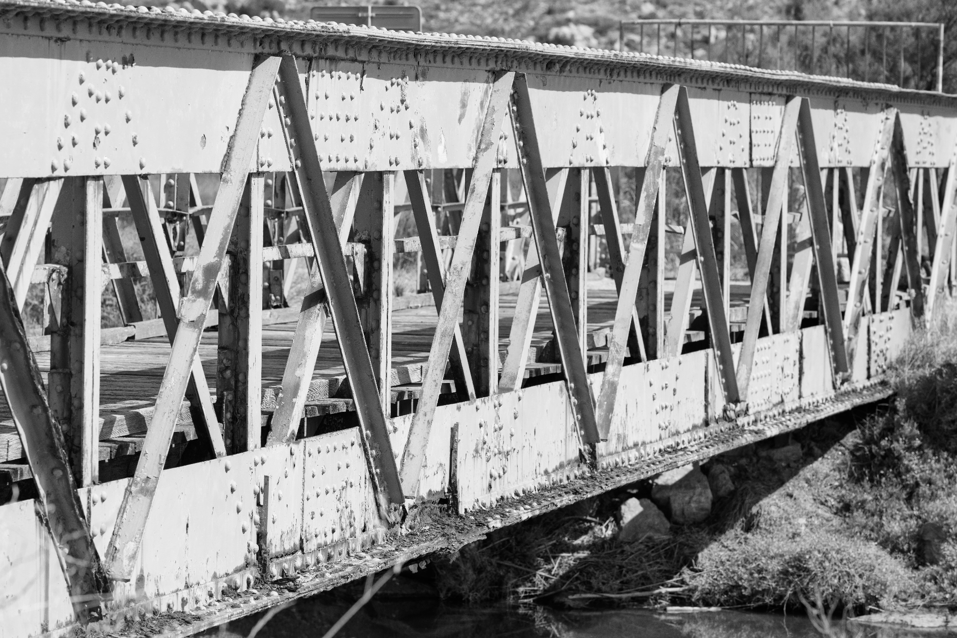 Detail of an old iron bridge structure, Gruissan